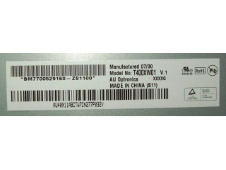 友达液晶模组T400XW01 V1