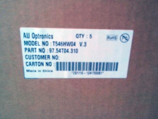 友达液晶模组T546HW04 V3