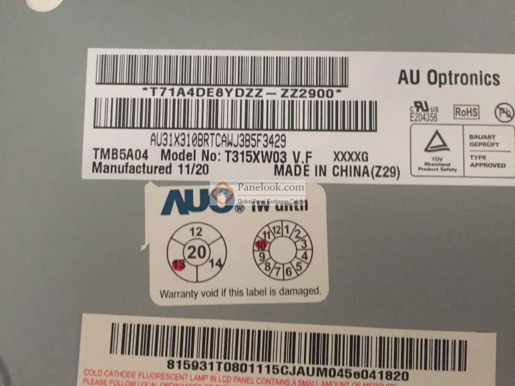 AUO T315XW03 VF Overview - Panelook.com