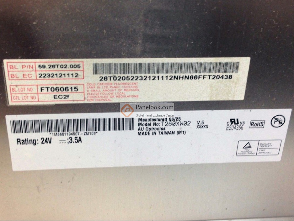 友达液晶模组T260XW02 V5概况-全球液晶屏交易中心-屏库