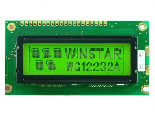 华凌 2.2" 122×32 STN-LCD 黄绿模-正显 透反射式 黄绿LED CPU 20pins