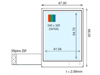 Ortustech 2.7" VA 液晶模组 240×320 350nits 透反射式 262K WLED TTL 39pins