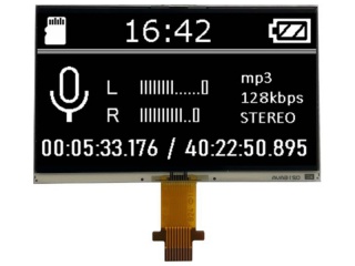 京瓷 2.2"  液晶模组 320×176 反射式 单色 无背光 SPI 9pins