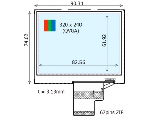Ortustech 4.1" TN 液晶模组 320×240 500nits WLED TTL 67pins