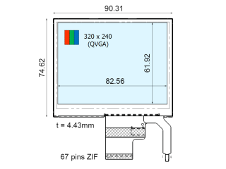 Ortustech 4.1" TN 液晶模组 320×240 360nits WLED TTL 67pins 带电阻触摸