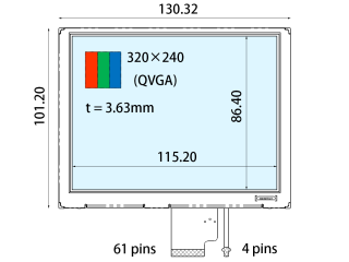 Ortustech 5.7" TN 液晶模组 320×240 550nits WLED TTL 61pins