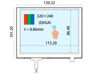 Ortustech 5.7" TN 液晶模组 320×240 480nits WLED TTL 45pins 带电阻触摸