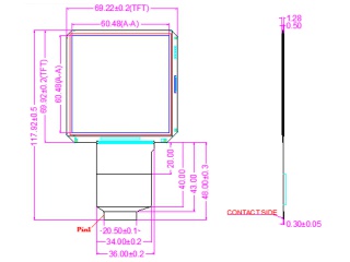 睿智航 3.4" IPS 液晶玻璃 FOG 480×480 TTL