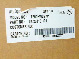 友达液晶模组T260HW02 V1