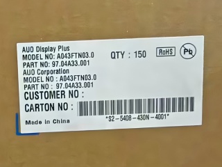 友达 4.3" TN 液晶模组 480×272 400nits WLED TTL 45pins