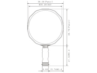 夏普 1.39" 平面圆形 VA 液晶模组 280×280 0nits 反射式 64色 无背光 并口数据 21pins
