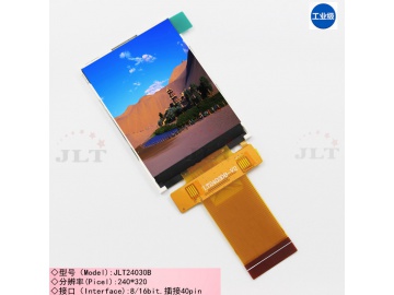 2.4寸TFT液晶屏240*320 65/262K色 FPC40pins CPU接口 可选配四线电阻触摸屏