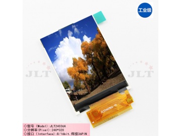 2.4寸TFT 支持MCU SPI TTL接口 电阻触摸可选 FPC36pin 0.8间距 262K色