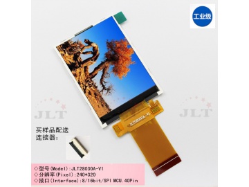 2.8寸 TFT液晶屏 分辨率240*320 FPC40PIN CPU接口 可选配4线电阻触摸屏 65/262K色