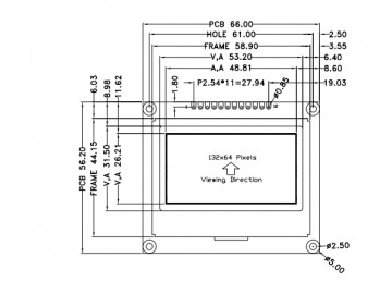 COG 13264+带板和ST7567驱动SPI接口的FSTN点阵屏