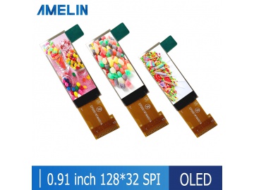 0.91寸OLED液晶显示屏, 128*32, 白色单色 IC 小尺寸oled屏