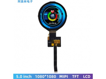 5寸圆形显示屏 tft彩屏 智能家电医疗仪表用 1080*1080 LCD液晶屏模组