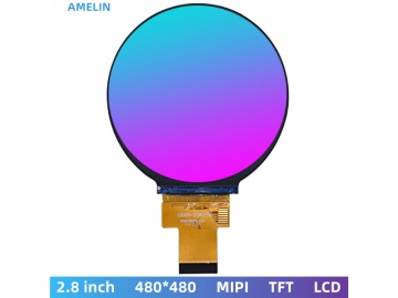 2.8寸圆形TFT彩屏 480*480 IPS MIPI屏幕显示面板 LCD液晶显示屏模块