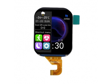 2寸LCD显示屏 240x296 SPI接口 IPS液晶屏 可加触摸 智能手表屏