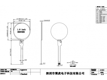 1.8寸圆屏360*360, 驱动IC为ST77916, 支持SPI, MIPI, QSPI, RGB接口, 同时支持旋钮结构件（屏+盖板全贴合+五金件+塑胶件+编码器）, 不包含PCBA