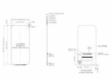 4.39寸长条AMOLED显示屏, 568*1210