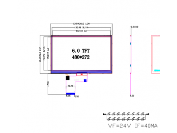 6寸TFT液晶显示屏 480*272 300亮度 40PINS RGB 工业液晶屏 NV3047E
