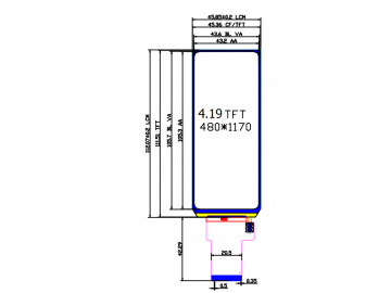 4.6寸TFT液晶显示屏 480*1170 300亮度 长条屏 40PINS MIPI 工业液晶屏 JD9161C