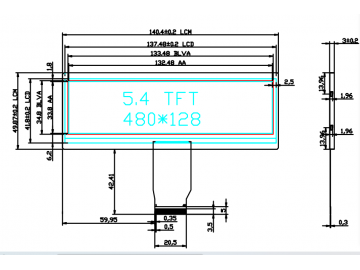 5.4寸, 5.4寸条形屏480*128 NV30047 127*33.8