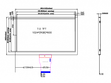 群创7寸单IC 宽温-30+85, 1024*600 1000亮度
