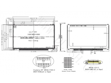 13.3寸, 1920*1080, 30pins, 300亮度s, EDP接口, IPS液晶模组