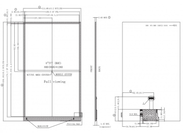 8寸800*1280, 430nits, 34pins, MIPI接口, IPS竖屏