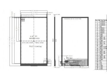 7寸IPS液晶模组600*1024, 280亮度, 31pins MIPI接口