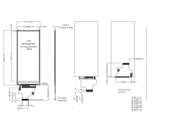 3.5寸IPS液晶模组340*800, 450nits, 24pins MIPI接口 ST7701S