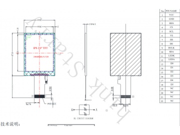 2.0寸IPS液晶模组240*320 450nits, 22pins RGB 6bit接口, ST7789V