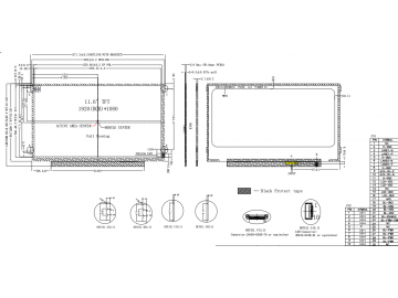 11.6寸, 1920*1080, 30pin, 250亮度, EDP接口, IPS液晶模组