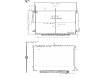 11.6寸, 1920*1080, 30pins, 250亮度, EDP接口,  IPS液晶模组