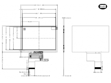 5寸TN液晶模组800*480, 300亮度, 40pins TTL接口, -20~70&deg;C工作, 70/70/50/70