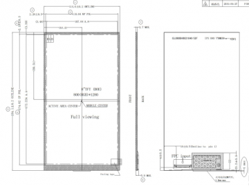 8寸800*1280, IPS, 350nits, 40pins, LVDS接口, 竖屏