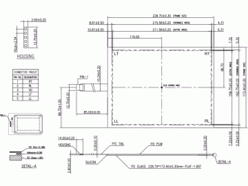 10.4寸4:3万达高温五线电阻式触摸屏 85mm出线  工业显示, 医疗, 车载, 航海航空等高规格产品