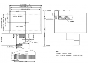 5寸, 480*272, 250亮度, 40pins, TTL接口, 宇华5寸高清液晶屏