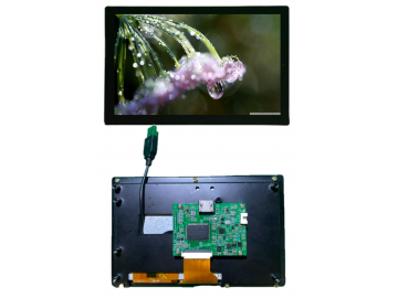 7吋含觸控面板, IPS液晶模组 800X480, 800高亮度, 50pins, HDMI驅動版, HDMI接口, 含Open Frame鐵框, 若有模組設計客製需求歡迎詢問.