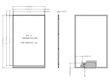 7吋TFT LCD, IPS款, 800xRGBx1280, 1000亮度, 31pins, MIPI接口, 若有客製設計需求歡迎詢問.