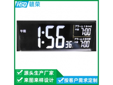 56*28 厂家定制电子时钟液晶屏 东莞赣荣生产各种LCD液晶段码屏1/4DUTY, 1/3BIAS