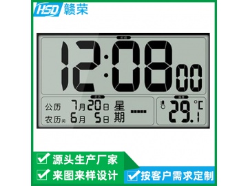 65*38 TN段码型液晶屏 时间温度仪表黑白屏 1/4DUTY, 1/3BIAS 灰底黑字 东莞厂家定制段码屏液晶显示屏