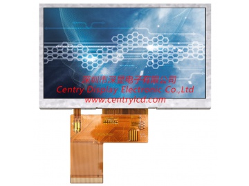 4.3寸, 480*272, 500亮度, 40pins, RGB接口, ST7282-G4-1L, TFT-LCD TN液晶屏