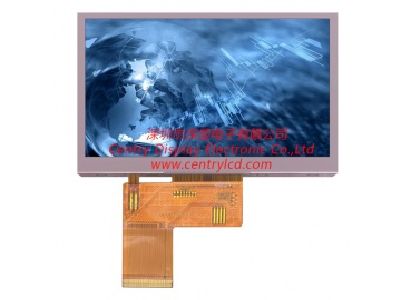 4.3寸, 480*272, 1000亮度, 40pins, RGB接口, ST7282, 高清高亮阳光下可视液晶屏