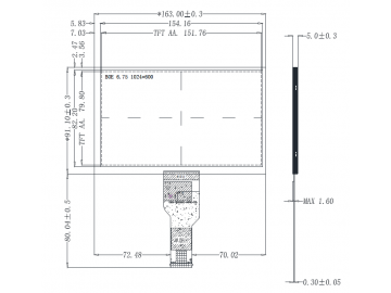 6.75寸1024*600 亮度800 工作温度:-30℃~80℃ 接口 LVDS