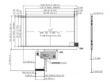5inch IPS 800*480 1000nits -30~85 40P TTL