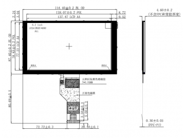 6.2寸, IPS, 1024*600, 1000nits, -30~85, 40P LVDS