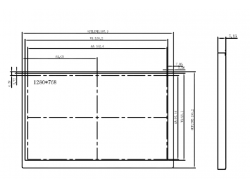 7寸, 1280*768, 40P LVDS, 800nits, -40~90